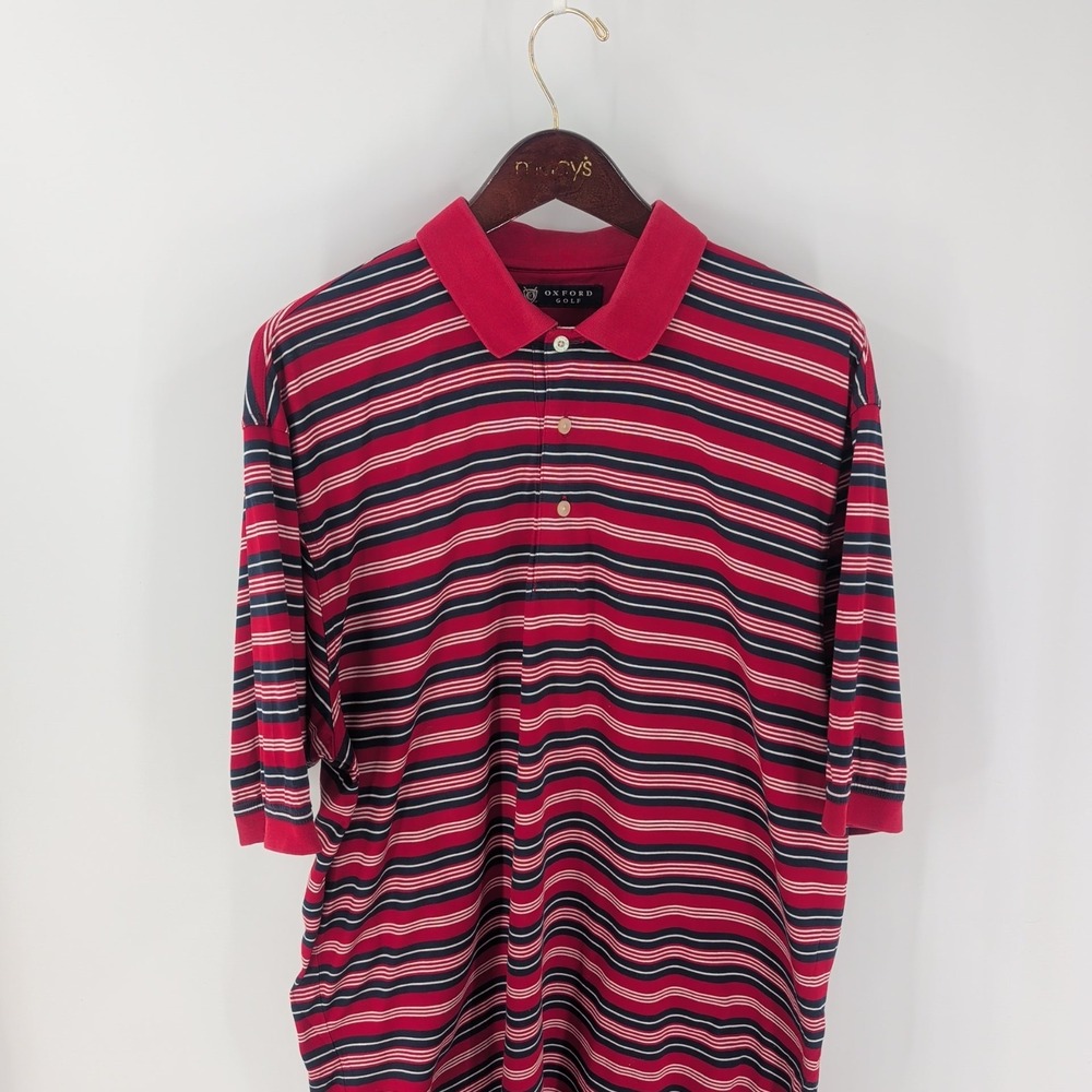 Vintage Oxford Golf Short Sleeve Cotton Striped Polo Shirt Multicolor Size L